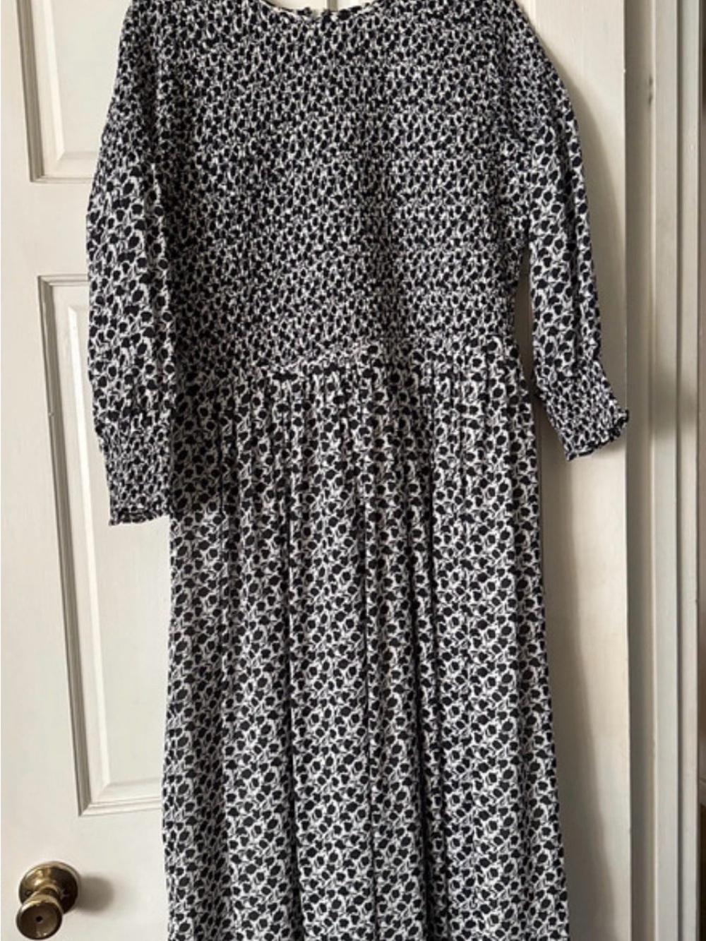Ann Taylor Black and White Floral Midi Dress
